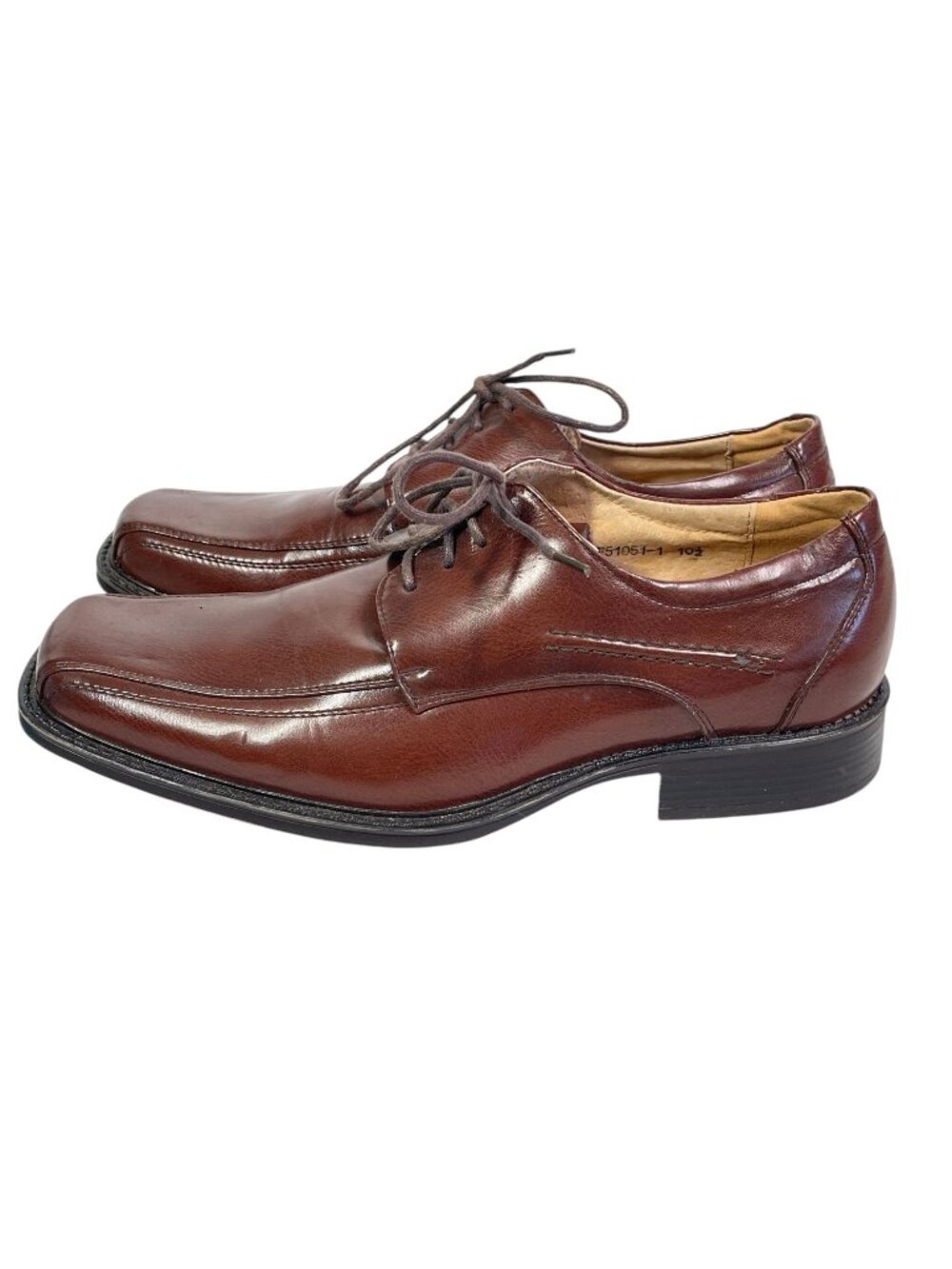 Miko Lotti Mens Brown Leather Dress Shoes Size 10.5 Square Toe Lace-Up Size 10.5